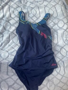 Women's Navy One-Piece Swimsuit with Blue Accent